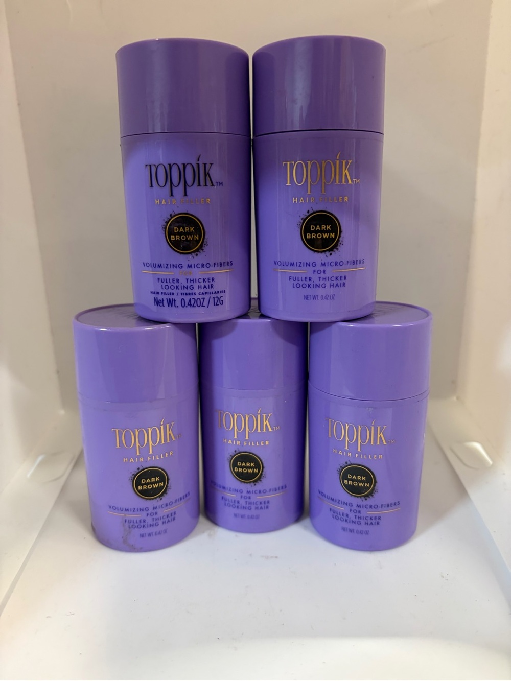 Toppik Dark Brown Hair Filler Volumizing Micro-Fibers - 5 bottles $20